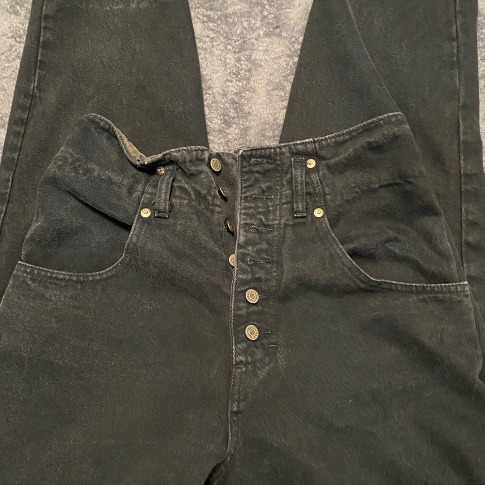 Vintage Black Button-Fly Boyfriend Jeans
